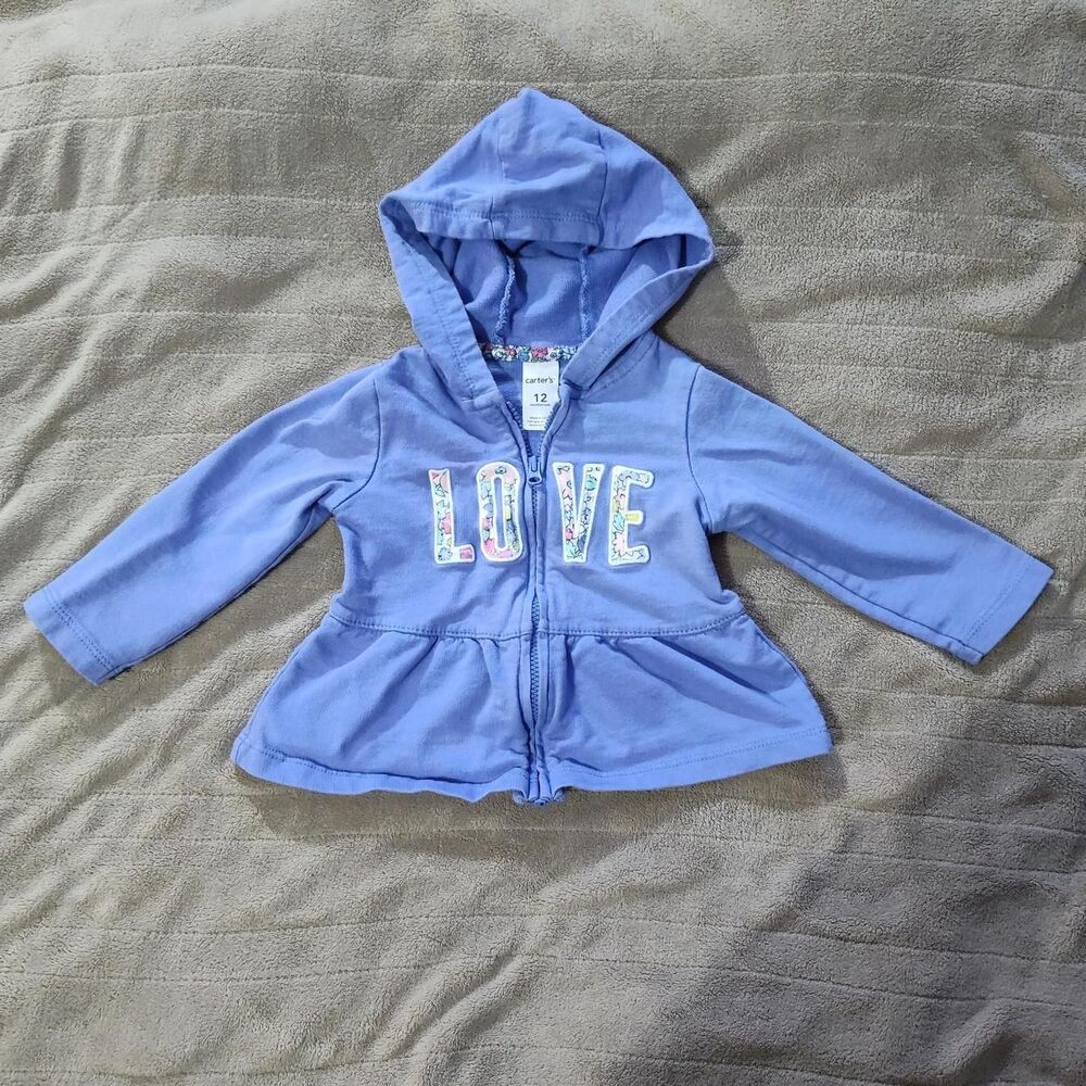 Carter's zip up hoodie with floral details 12 months kids babygirl
